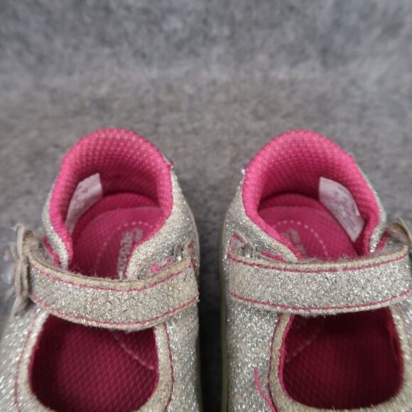 Stride Rite Surprize Shoe Baby 3 Mary Jane Pauline Glitter Adjustable Strap Grey - Picture 4 of 13